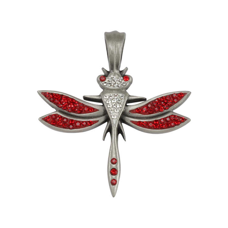 Bico吊墜，女士吊墜 雙色水晶蜻蜓；生命與愛情的蛻變 不含鍊子（2082紅色）