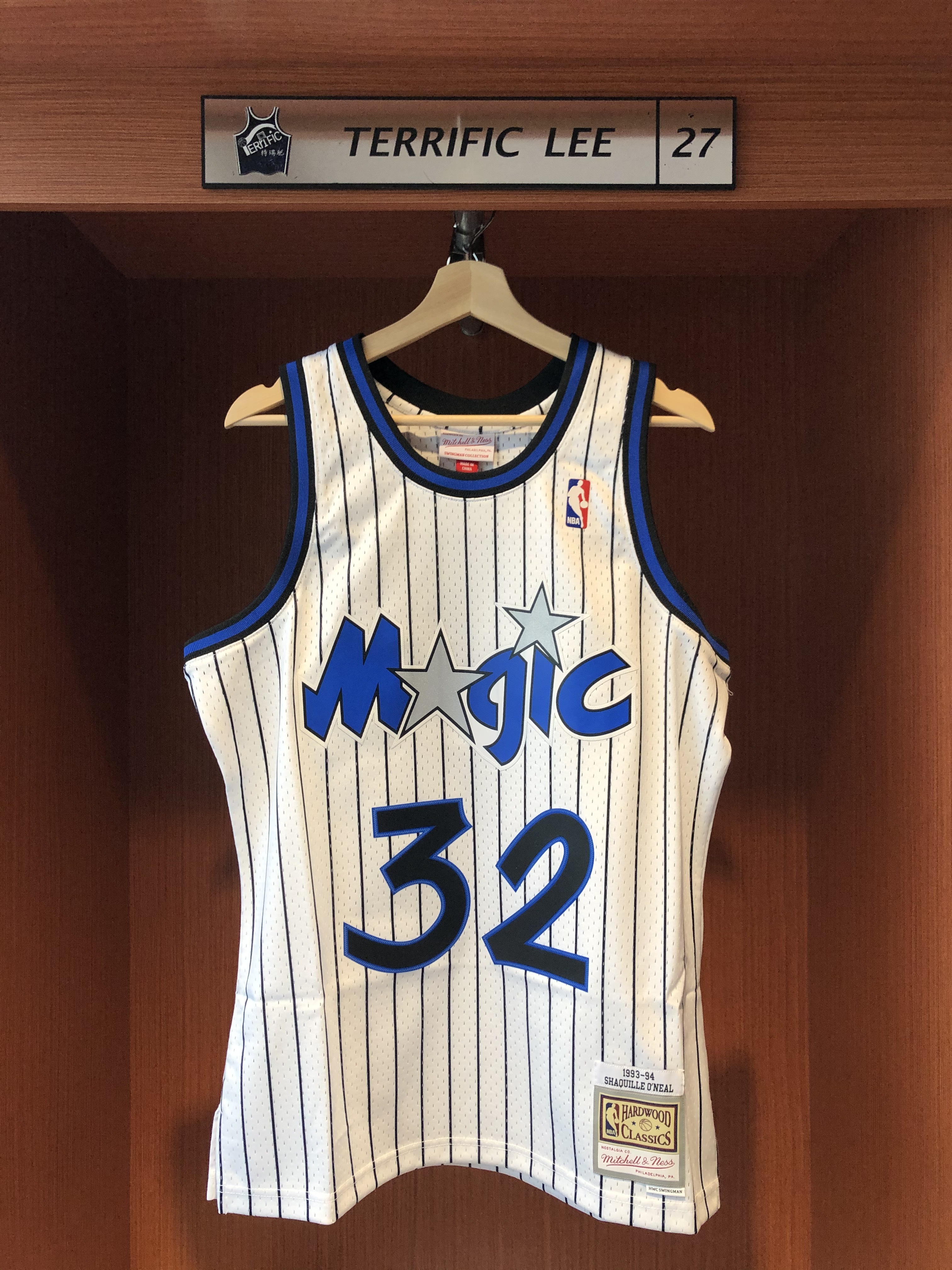 NBA球衣 Shaquille Oneal 奧蘭多魔術 白條紋 93-94 M&N Swingman G2 球迷版 熱轉印 全新