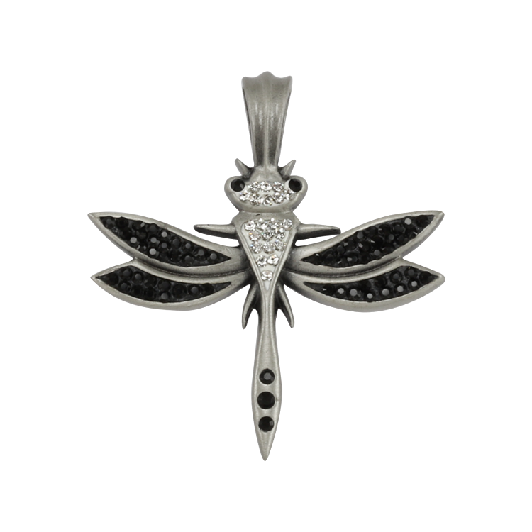 Bico吊墜，女士吊墜 雙色水晶蜻蜓；生命與愛情的蛻變 不含鍊子（2082黑色）