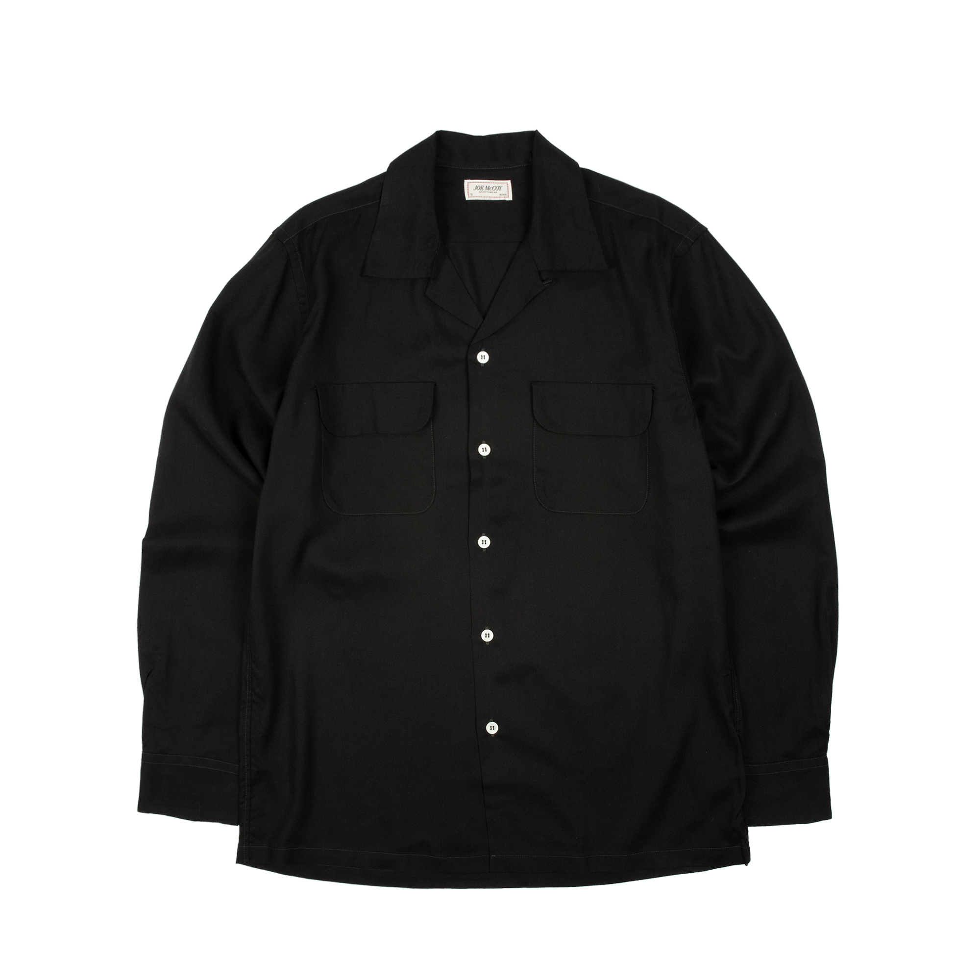 The Real McCoy's - Open Collar Rayon Shirt (Black)