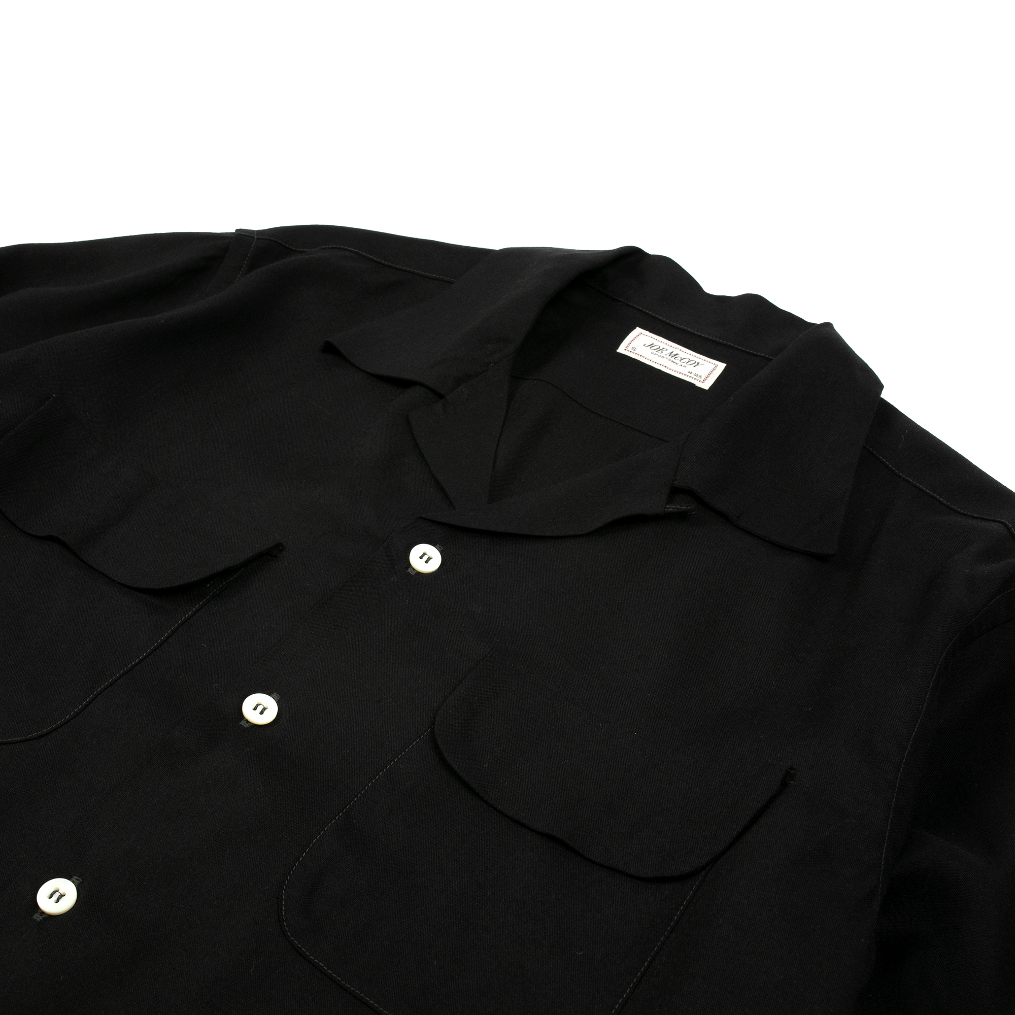 The Real McCoy's - Open Collar Rayon Shirt (Black)