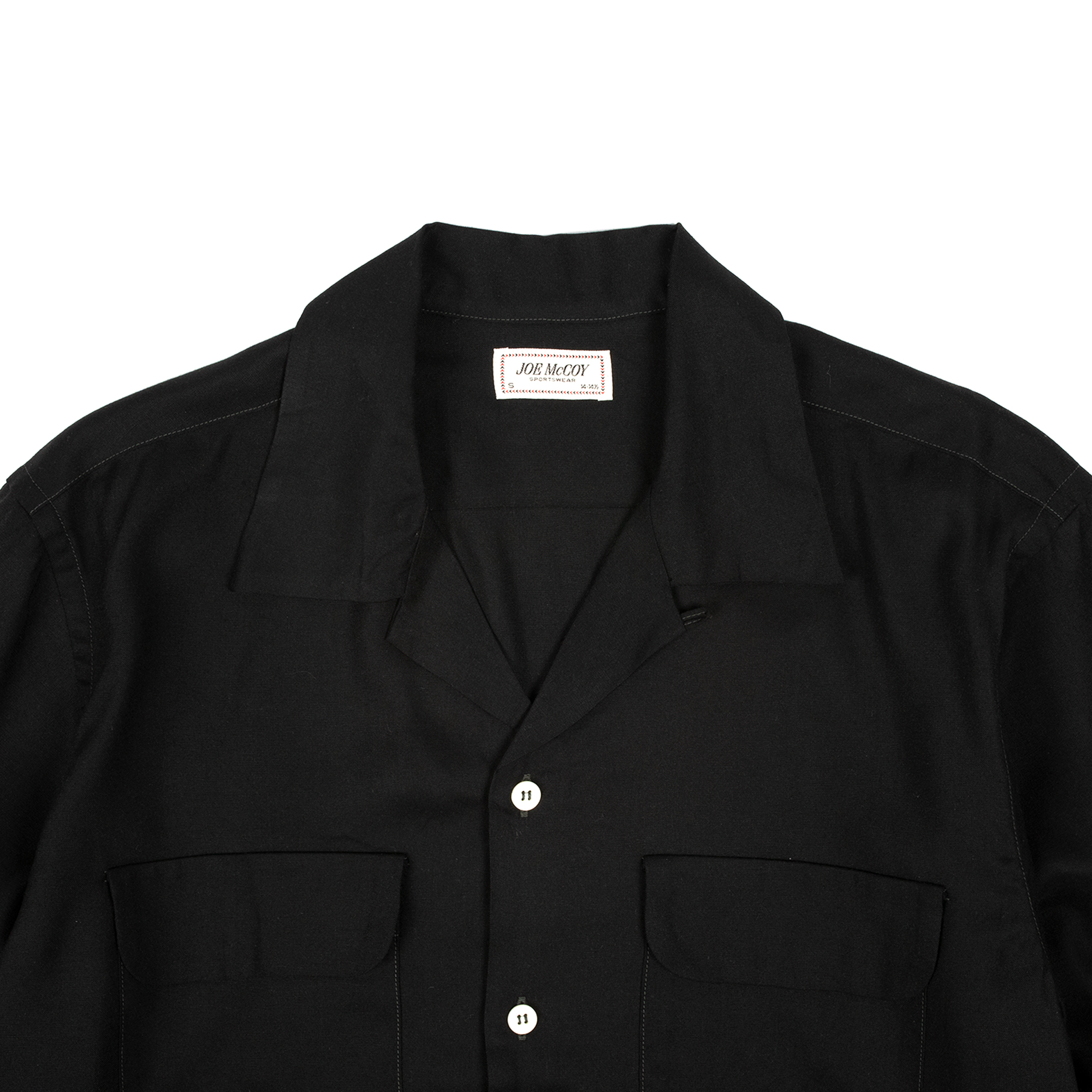 The Real McCoy's - Open Collar Rayon Shirt (Black)