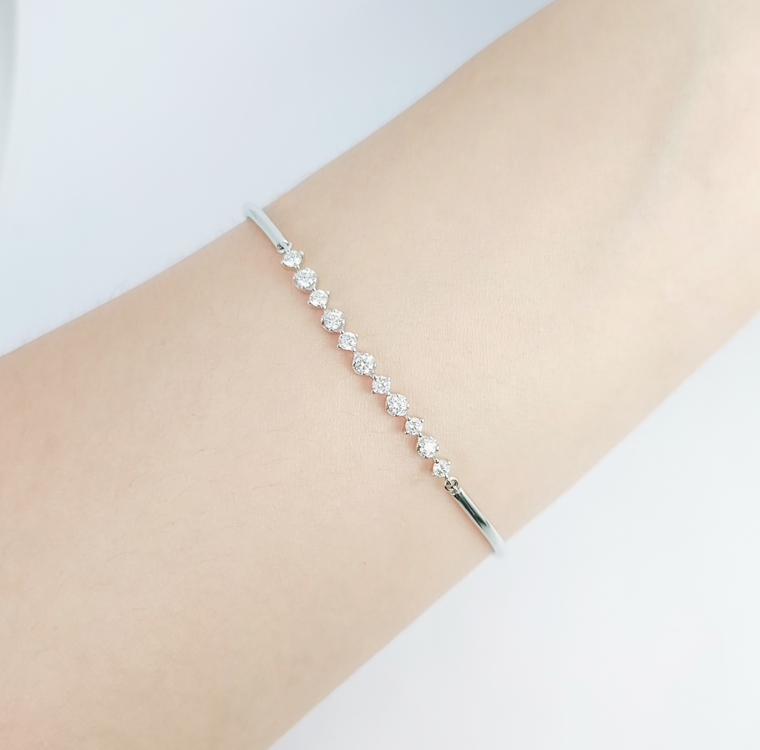 18K白金天然鑽石鏈鈪