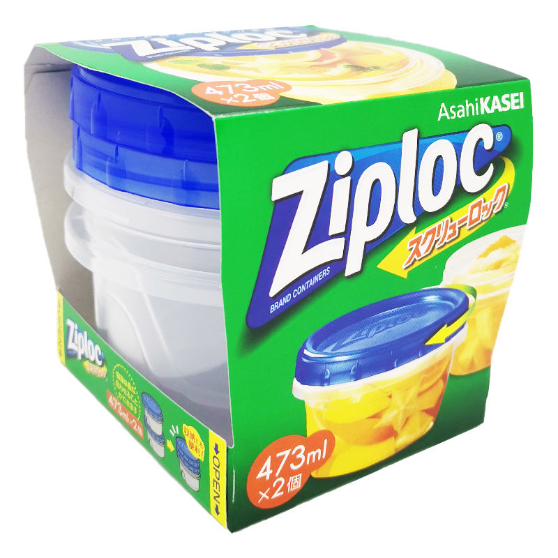 Ziploc -【Made in Korea】Screw Lock Food Container/Snack Box 473ml (2pcs)