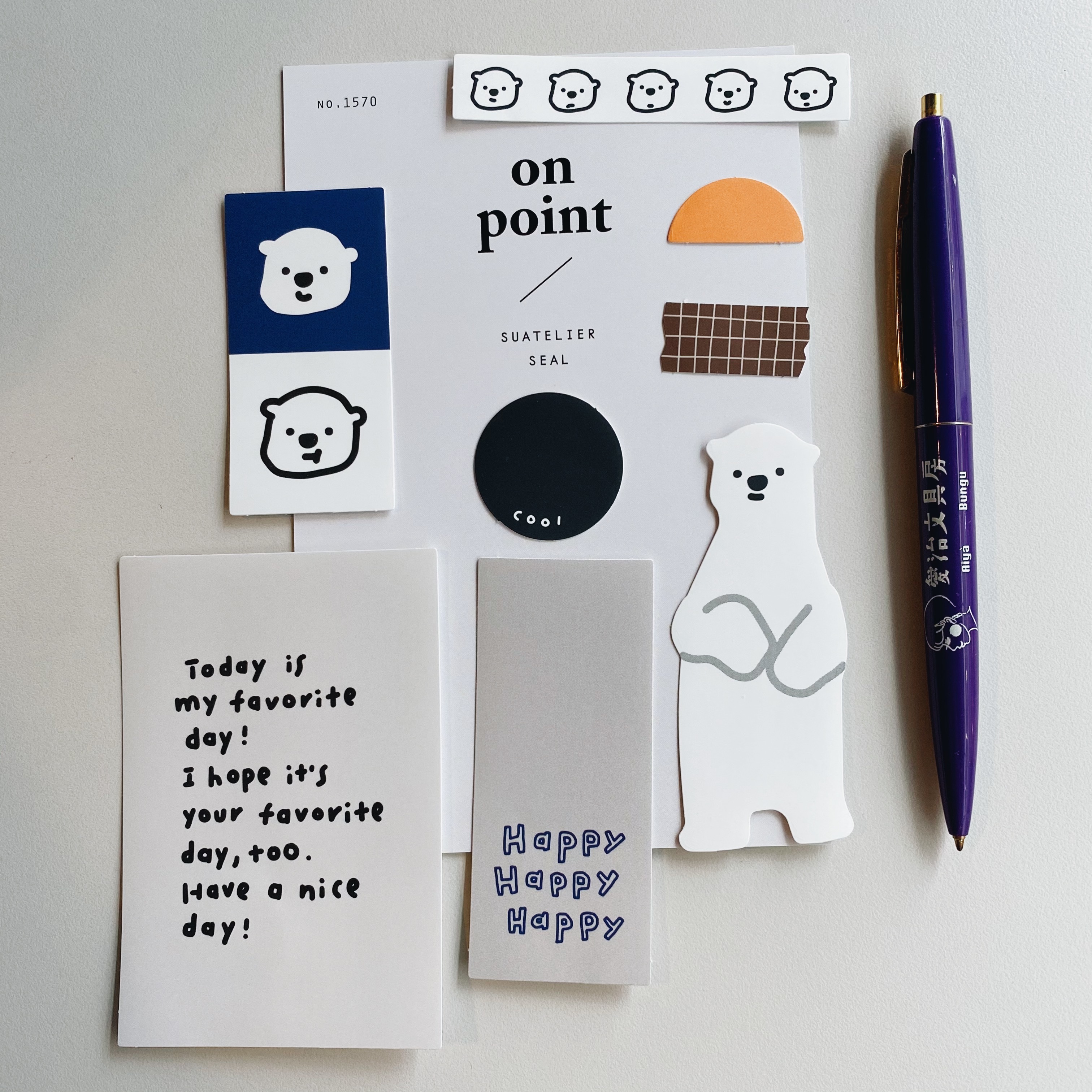 韓國Suatelier 手帳 拼貼素材貼紙包 北極熊 #1570