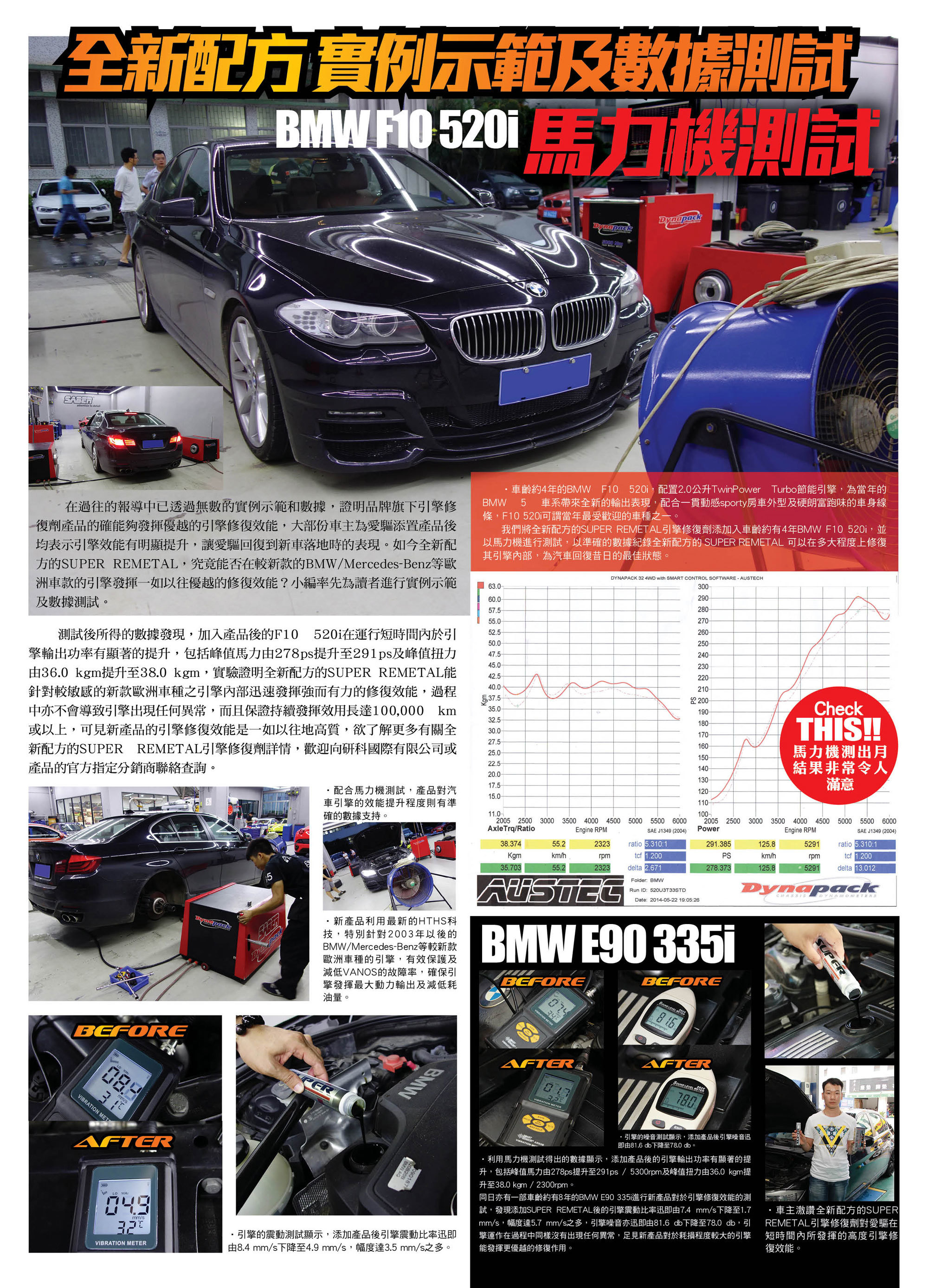 super nano 引擎修復劑 bmw f10 dyno 測試 test