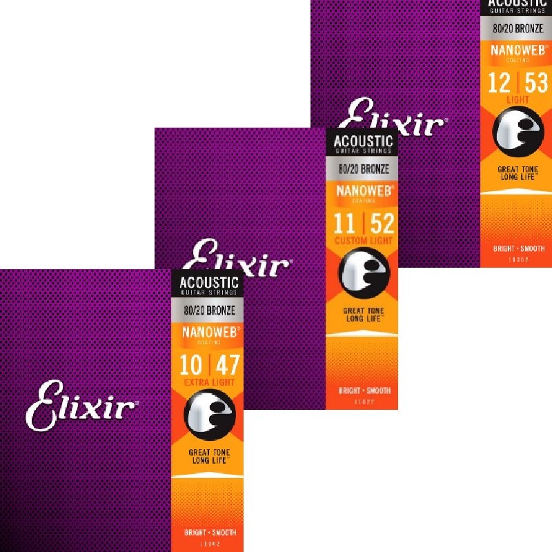 Elixir Elixir Nanoweb 系列 民謠吉他弦 80/20 黃銅 覆膜 — 三峽吉他 / Bass｜YA! 玩音樂