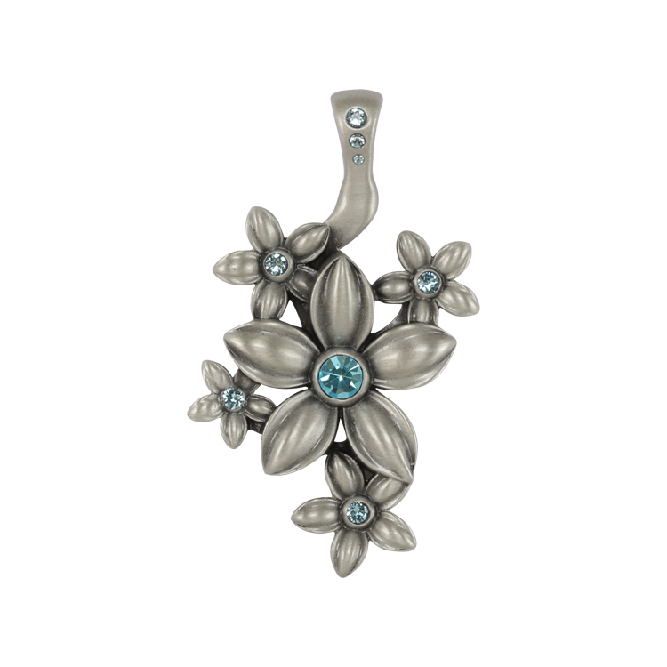 Bico吊墜，女士吊墜 盛開的花卉；春意盎然的戀愛時刻 不含鍊子（2094淺藍）