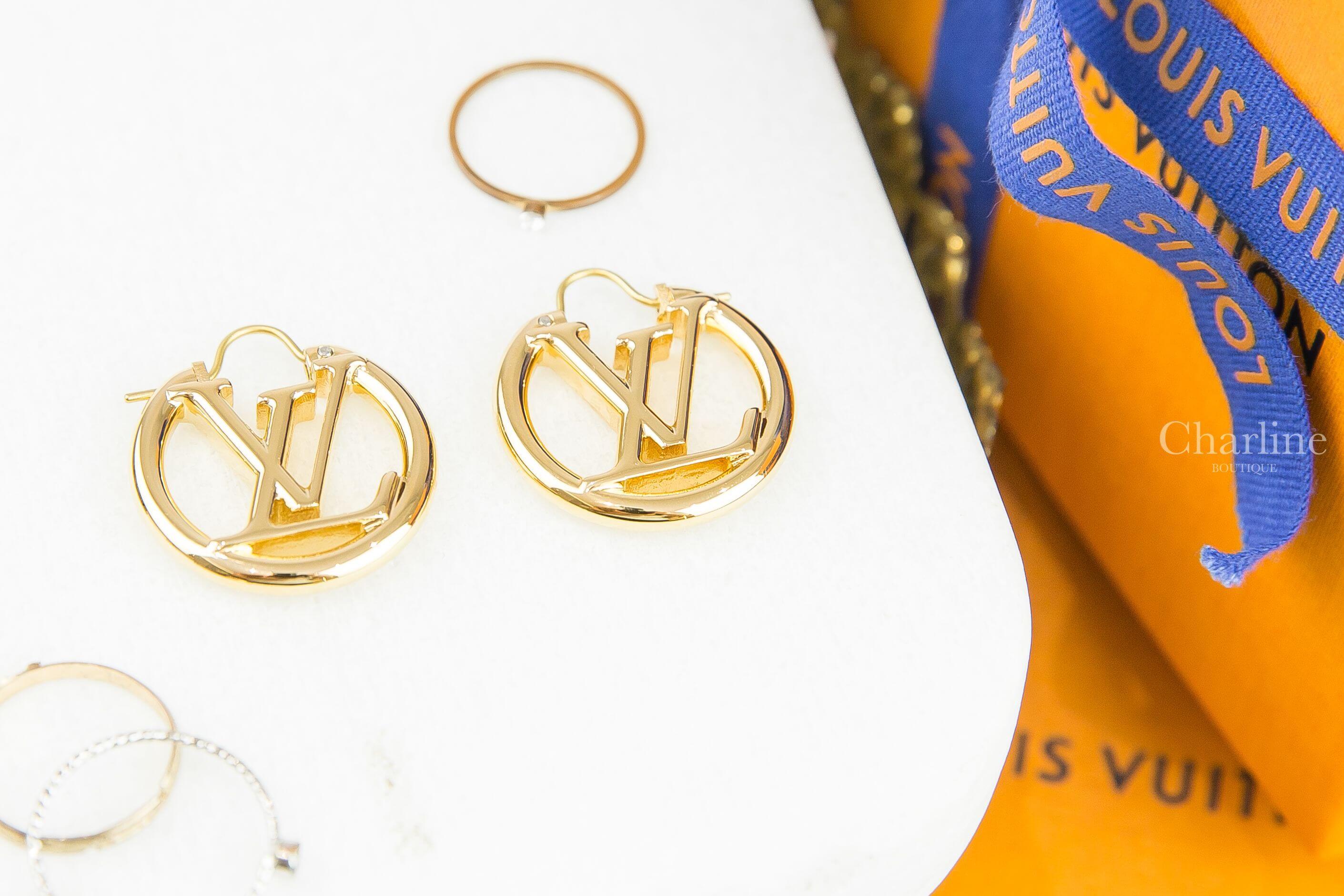 Louis Vuitton Louise Earrings 金色LV Logo 圓圈耳環