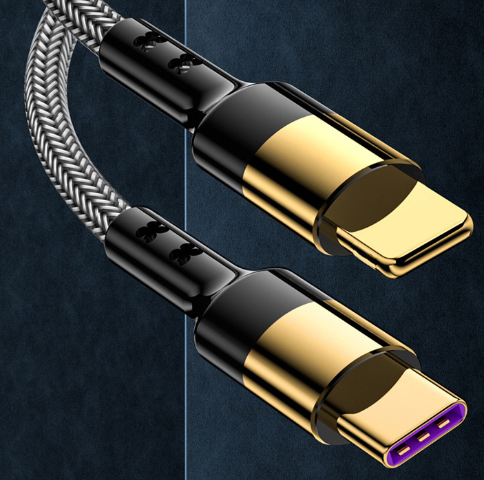 【20W鍍金編織PD快充傳輸線】 20W快充效能，C轉lightning/C轉C 2種接口可選