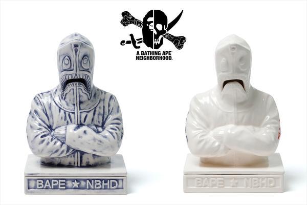 -(C030)-NEIGHBORHOOD X BAPE SHARK INCENSE CHAMBER 鯊魚人 線香座 白藍/全白