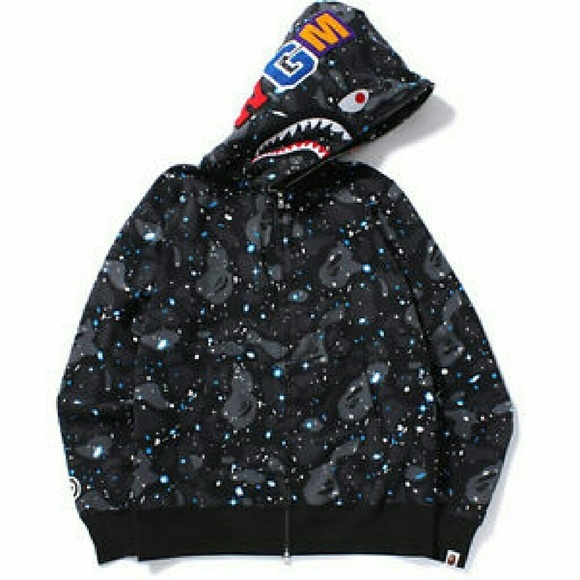 A BATHING APE BAPE GALAXY CAMO FULL ZIP SHARK HOODIE 鯊魚外套 星空迷彩 女款