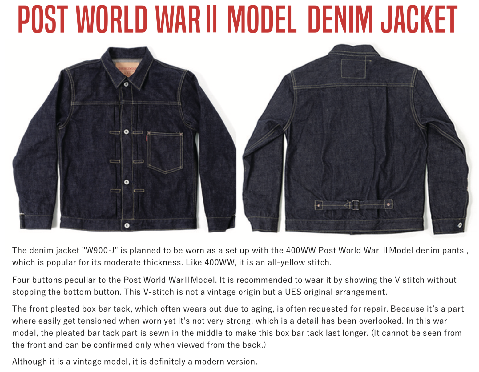 UES WWII Model Denim Jacket