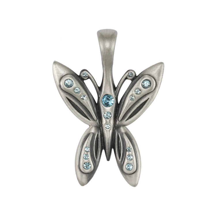Bico吊墜，女士吊墜 水晶蝴蝶造型；捉摸不定的精靈 不含鍊子（2101淺藍）