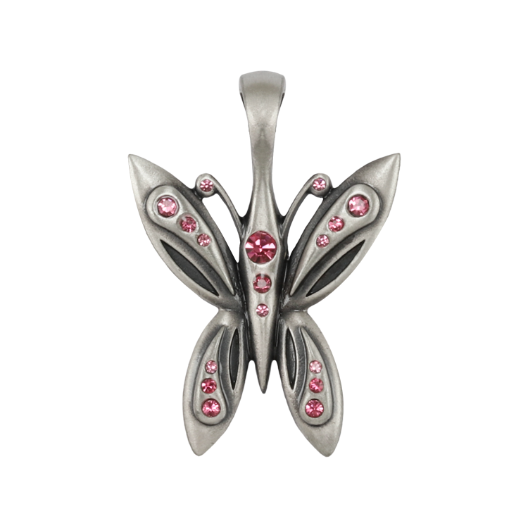 Bico吊墜，女士吊墜 水晶蝴蝶造型；捉摸不定的精靈 不含鍊子（2101粉紅）