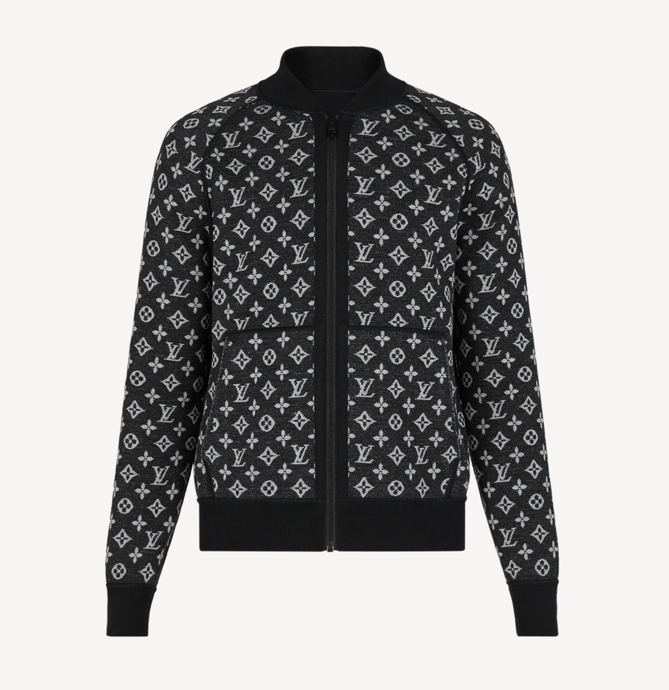 LOUIS VUITTON REVERSIBLE MONOGRAM TRACK TOP 雙面運動上衣 純羊毛 黑色-1A8HCS
