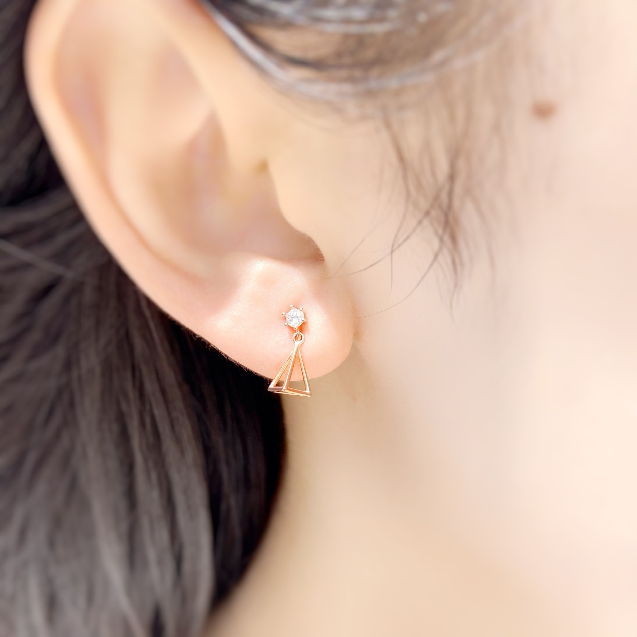 | 925純銀・厚鍍白金・厚鍍玫瑰金 | 小金字塔耳環  (銀 / 玫瑰金) | EA0252 |
