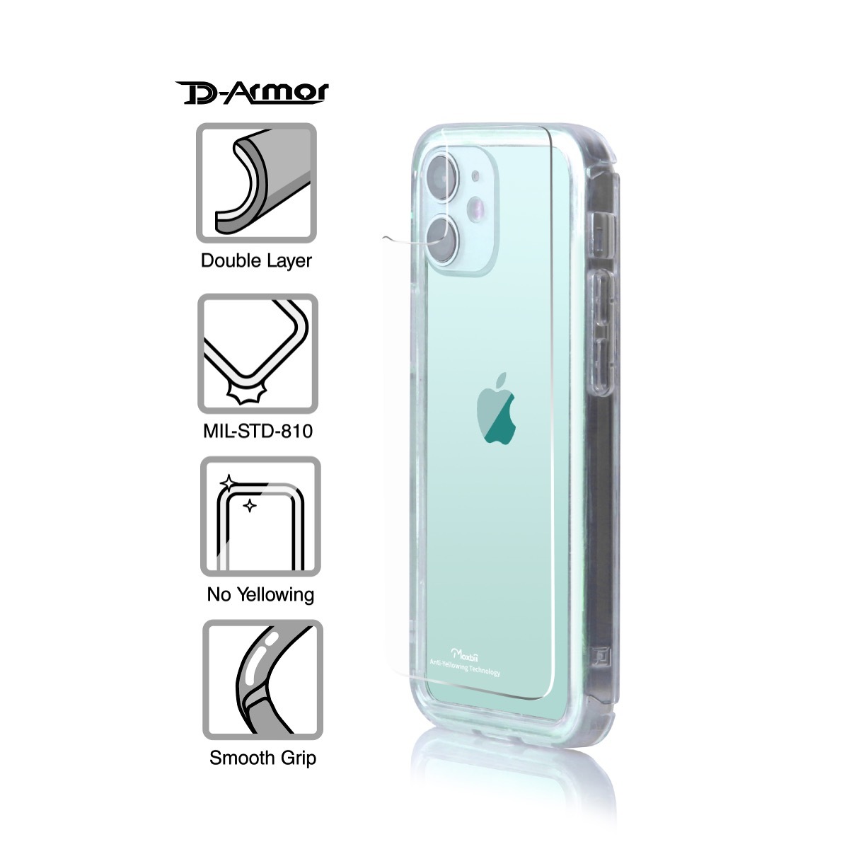 Moxbii iPhone 12 Mini D Armor 不變黃軍事防撞殼（香港行貨）