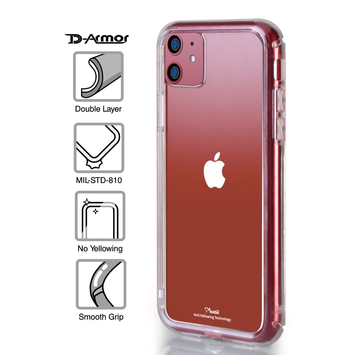 Moxbii iPhone 11 D Armor 不變黃軍事防撞殼-磨砂透明 (清貨)