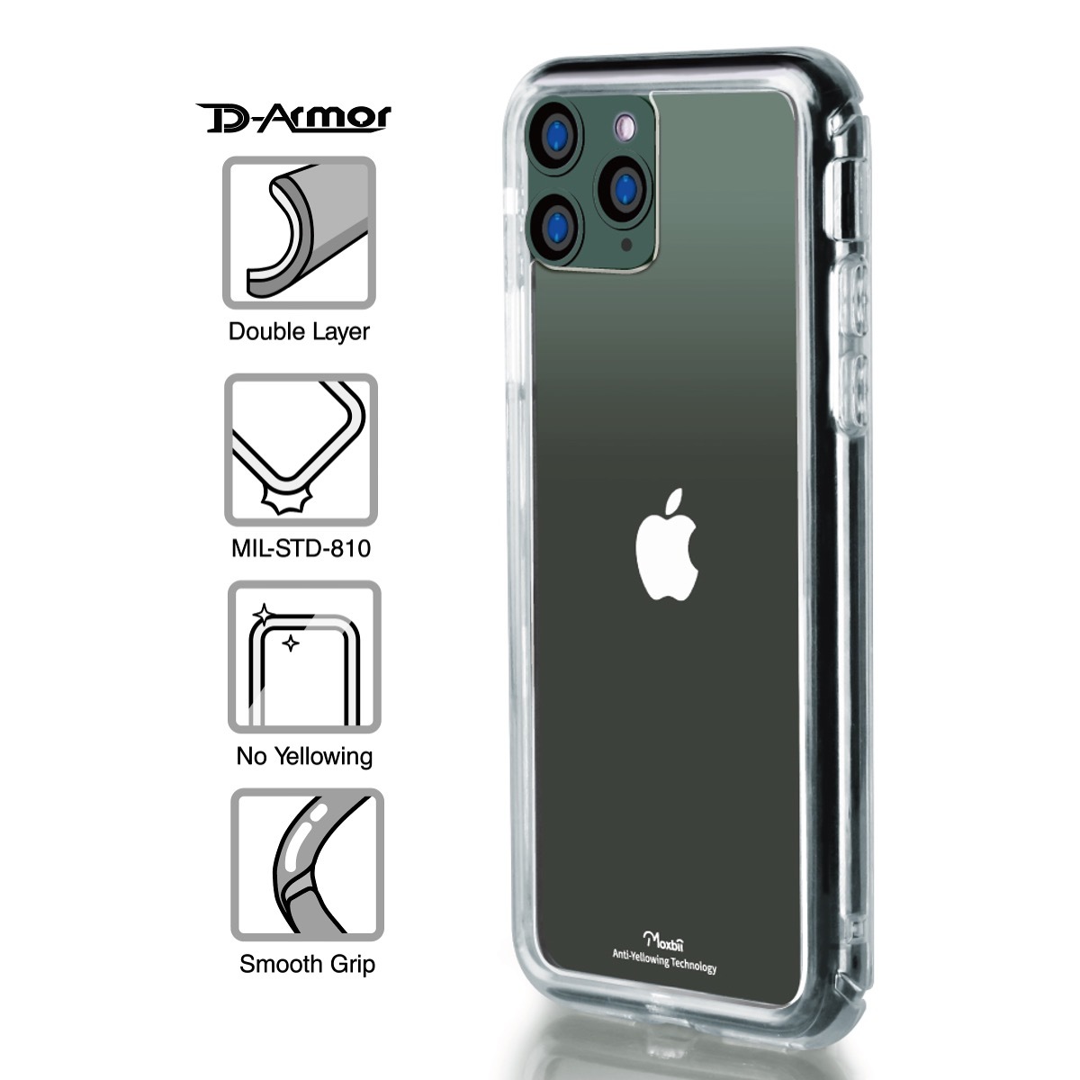 <iPhone 11Pro> D Armor 軍事防撞殼-透明 第五代 (清貨商品)