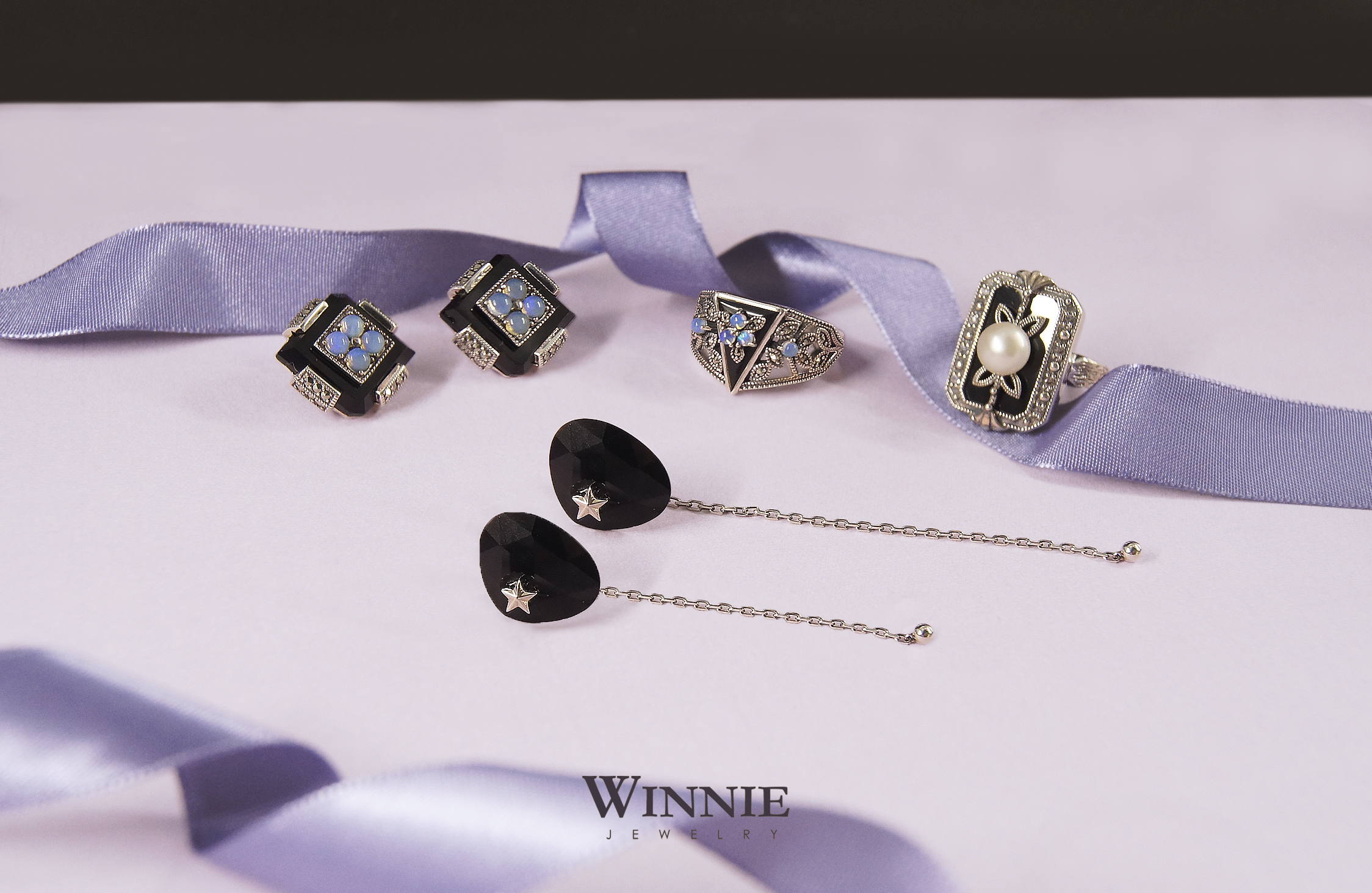 黑瑪瑙之星耳環