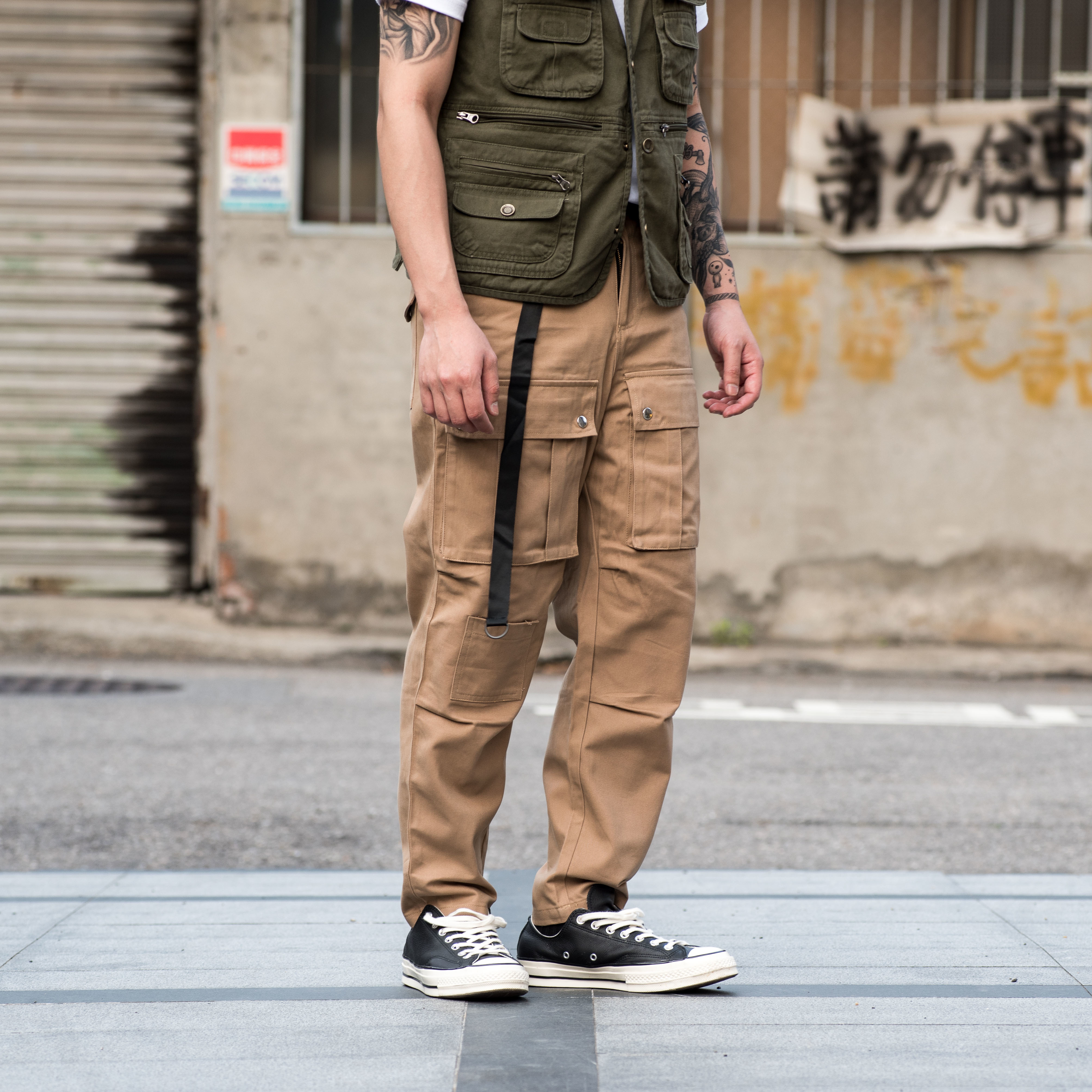 直筒前口袋 工裝長褲【16140 】