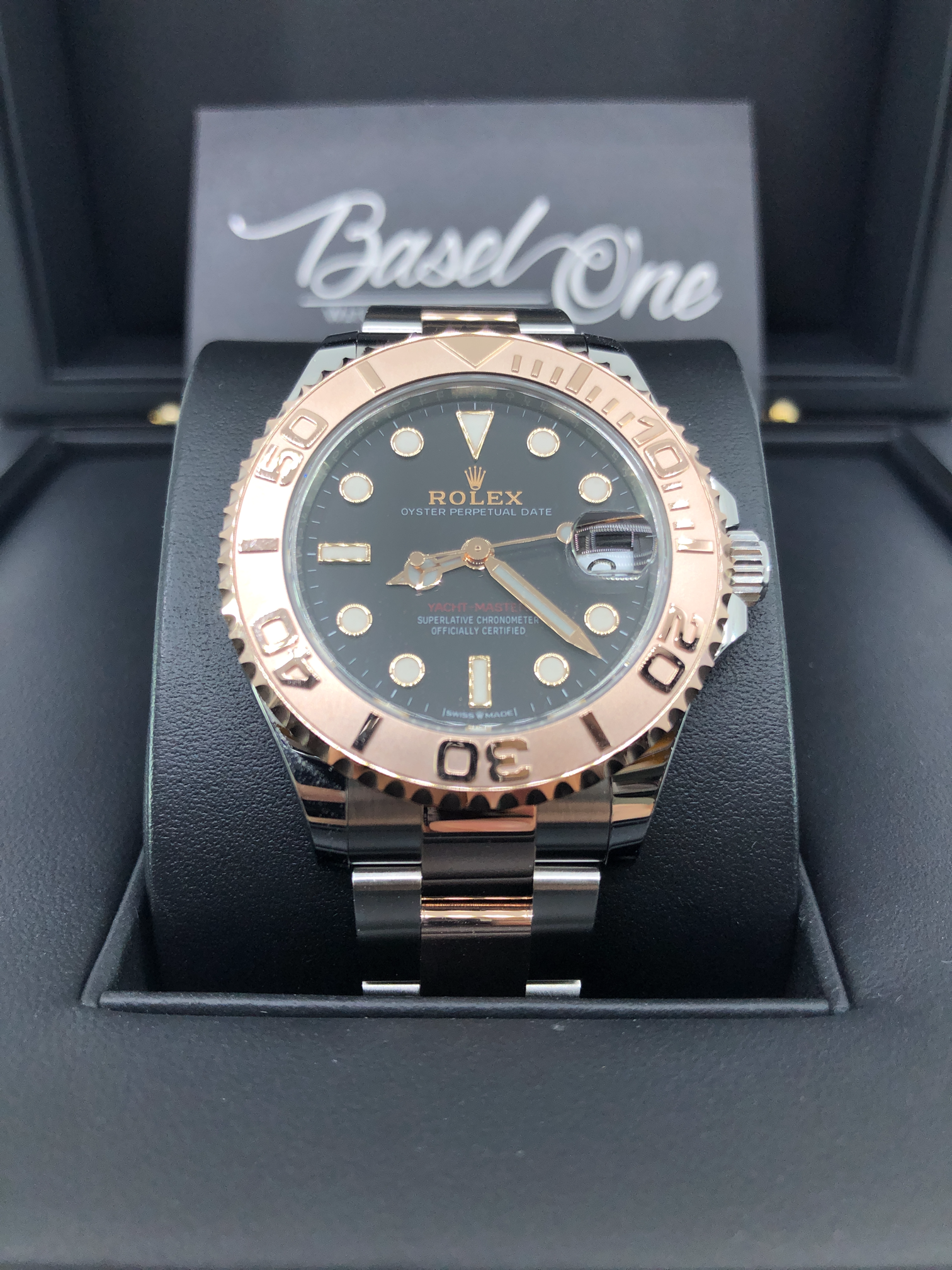 BRAND NEW ROLEX YACHT-MASTER 268621 BLACK OYSTERSTEEL AND EVEROSE GOLD 37MM