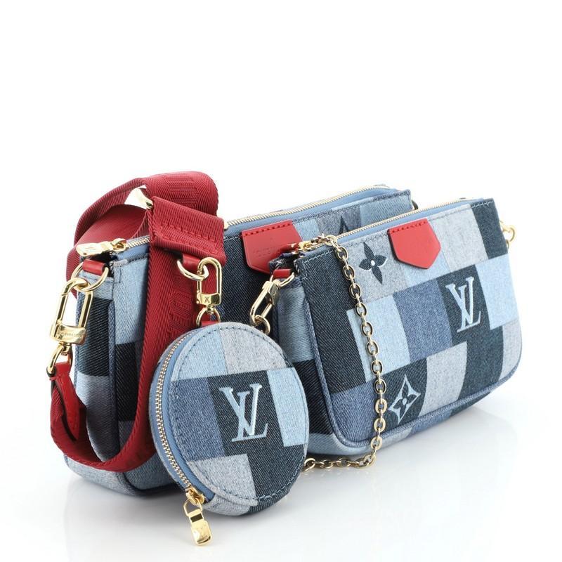 LOUIS VUITTON DENIM MONOGRAM MULTIPLE POCHETTE ACCESSOIRES 單寧 三合一斜背包-M44990