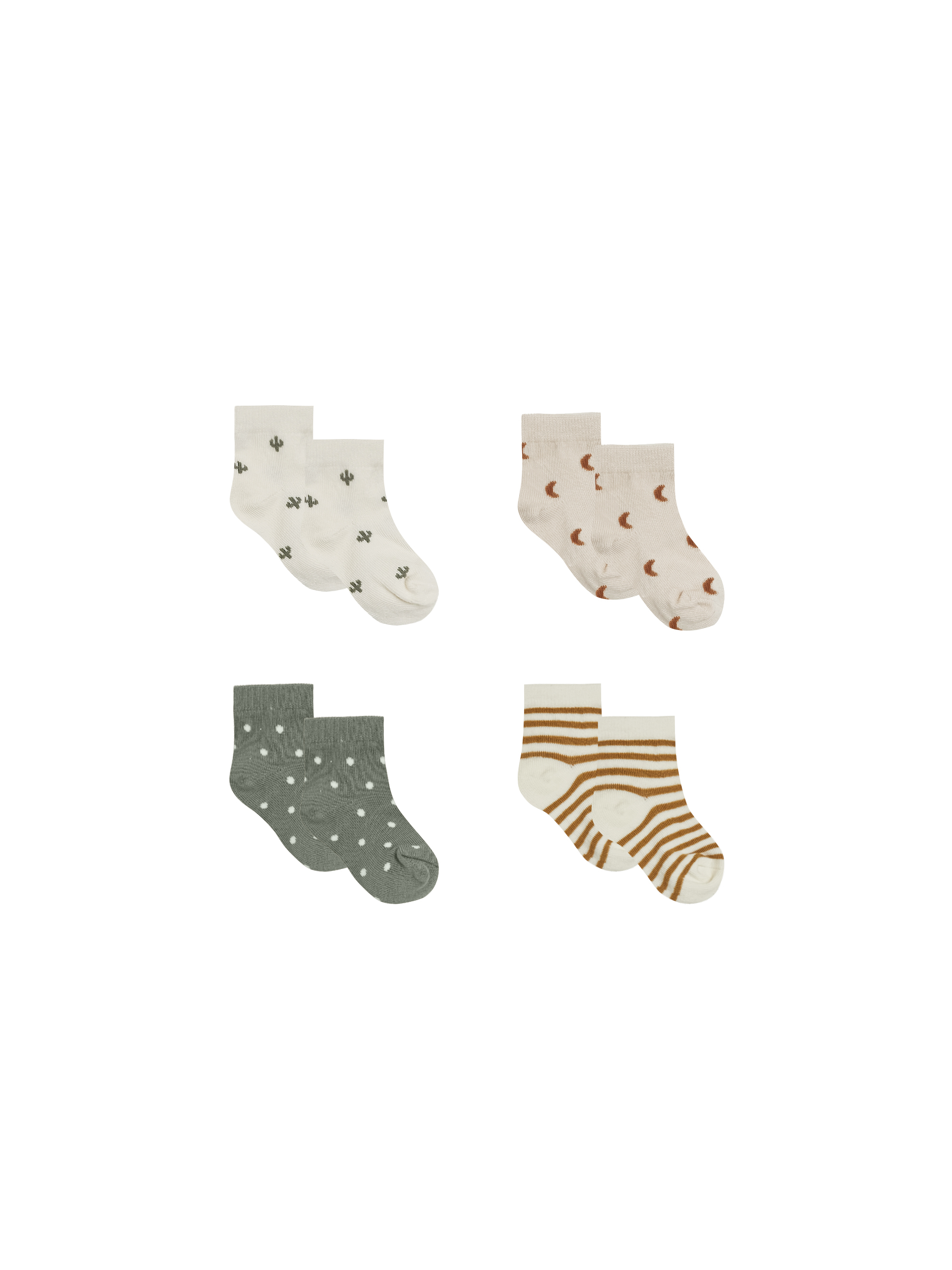 QUINCY MAE - Printed Sock Set（Walnut / Ivory / Natural / Basil）