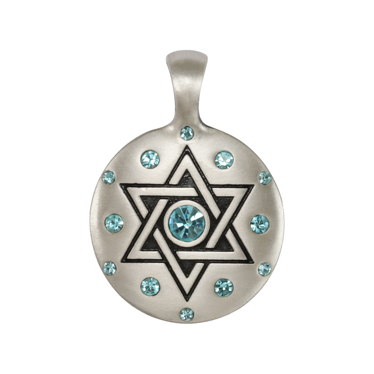 Bico吊墜，女士吊墜 六芒星圖騰；鋼鐵般的意志和忠誠 不含鍊子（2128淺藍）