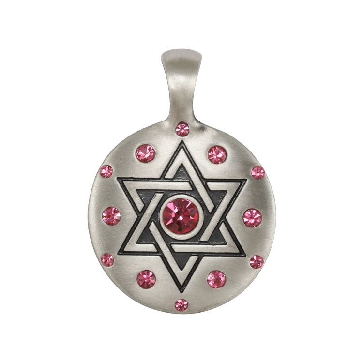 Bico吊墜，女士吊墜 六芒星圖騰；鋼鐵般的意志和忠誠 不含鍊子（2128粉紅）