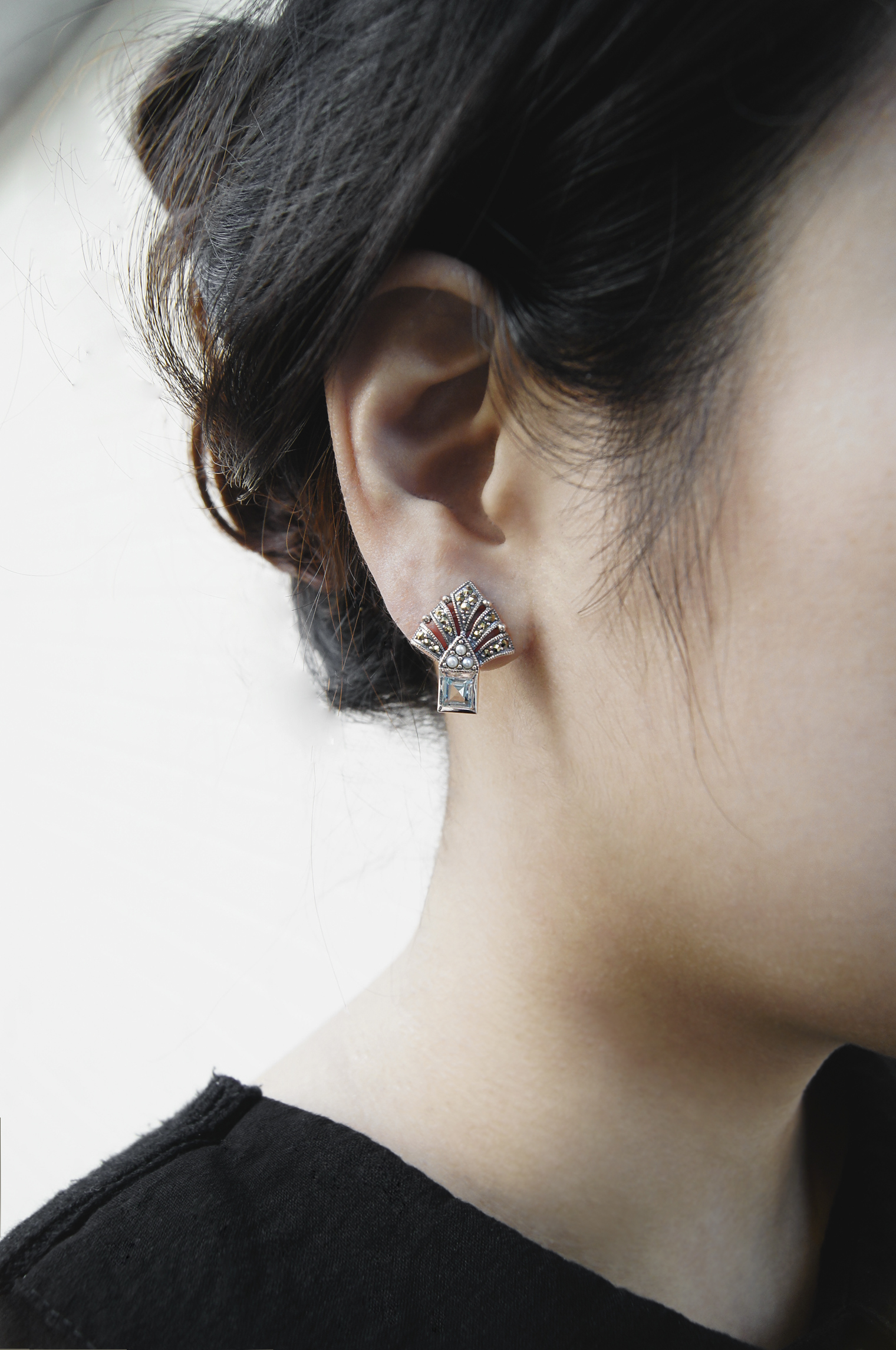 幾何形冠冕拓帕石耳環