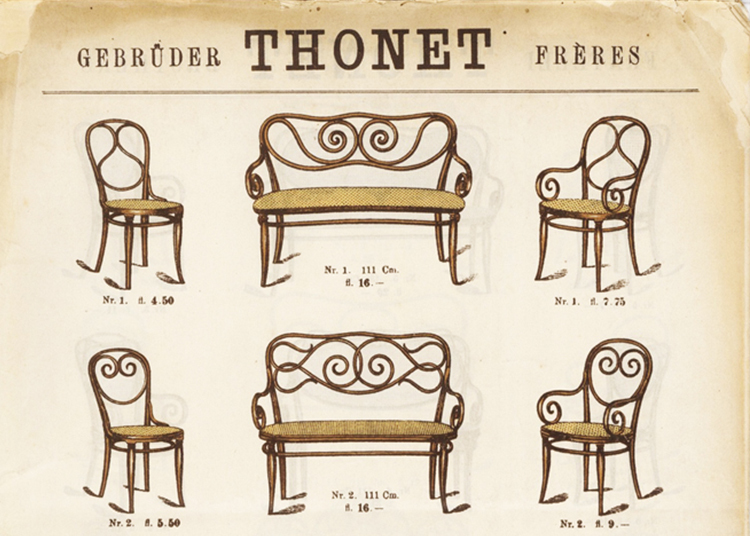 十張照片縱覽德國設計史，包含Michale Thonet 設計的彎曲木家具、AEG標誌、包浩斯燈、烏爾姆椅凳...等等的經典設計。