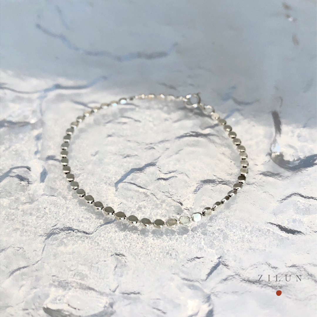 │簡約│高質感 • 扁珠 • 手鍊 • 純銀手鍊 • 925silver