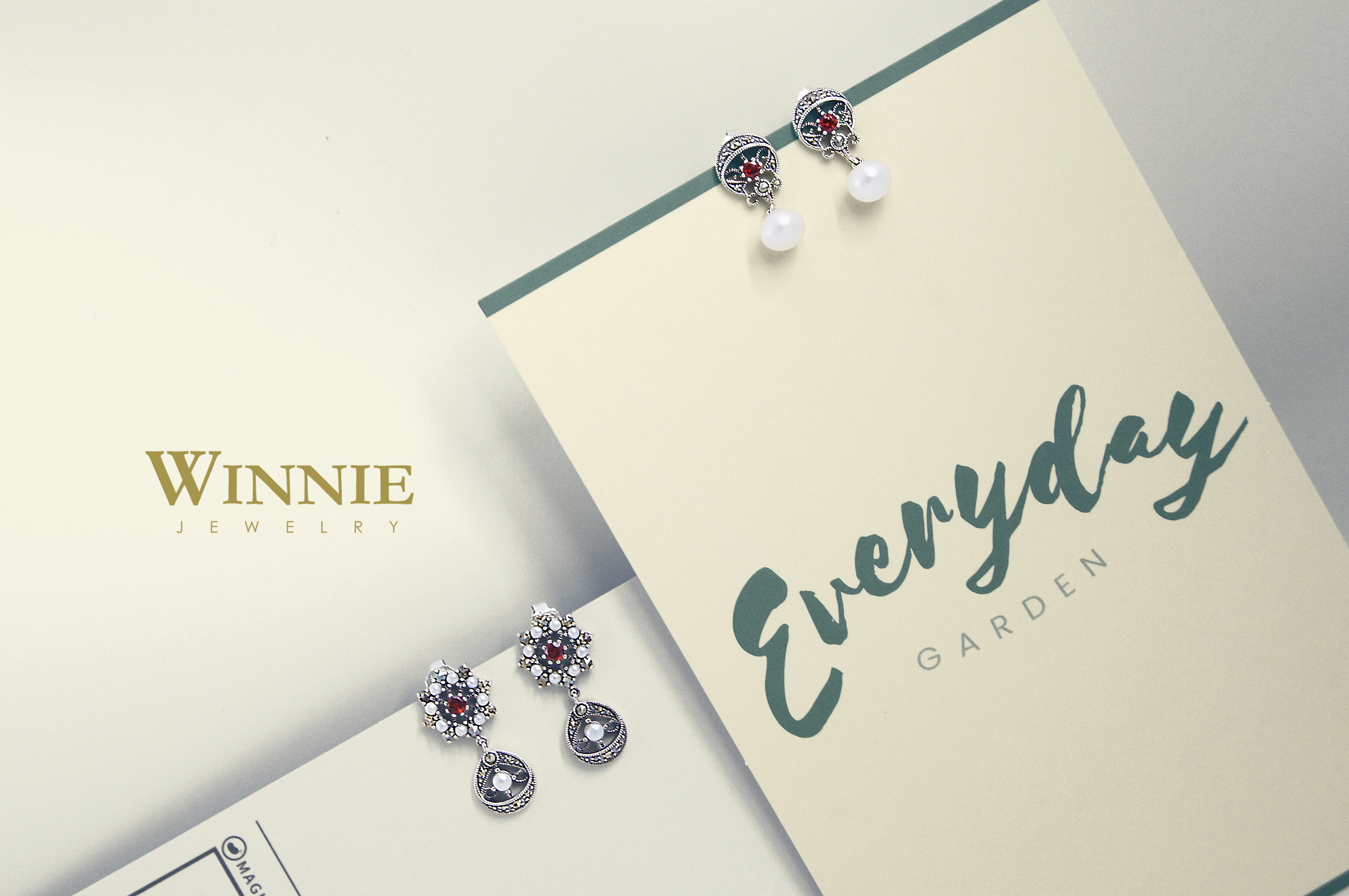 石榴石珍珠耳環（OP1681）