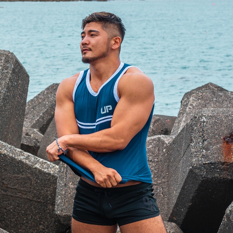 Army Tank 運動棉背心 海軍藍/白