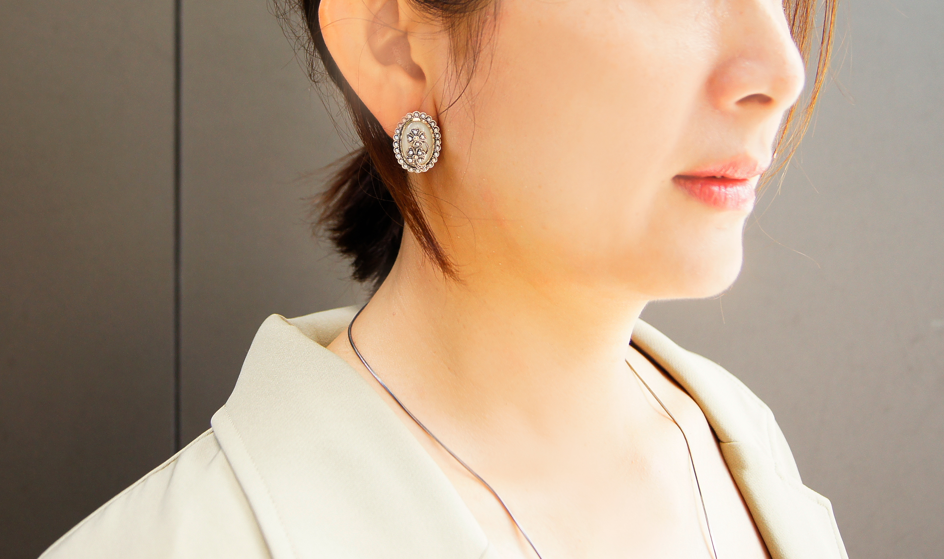 貝殼雕花小米珠耳環