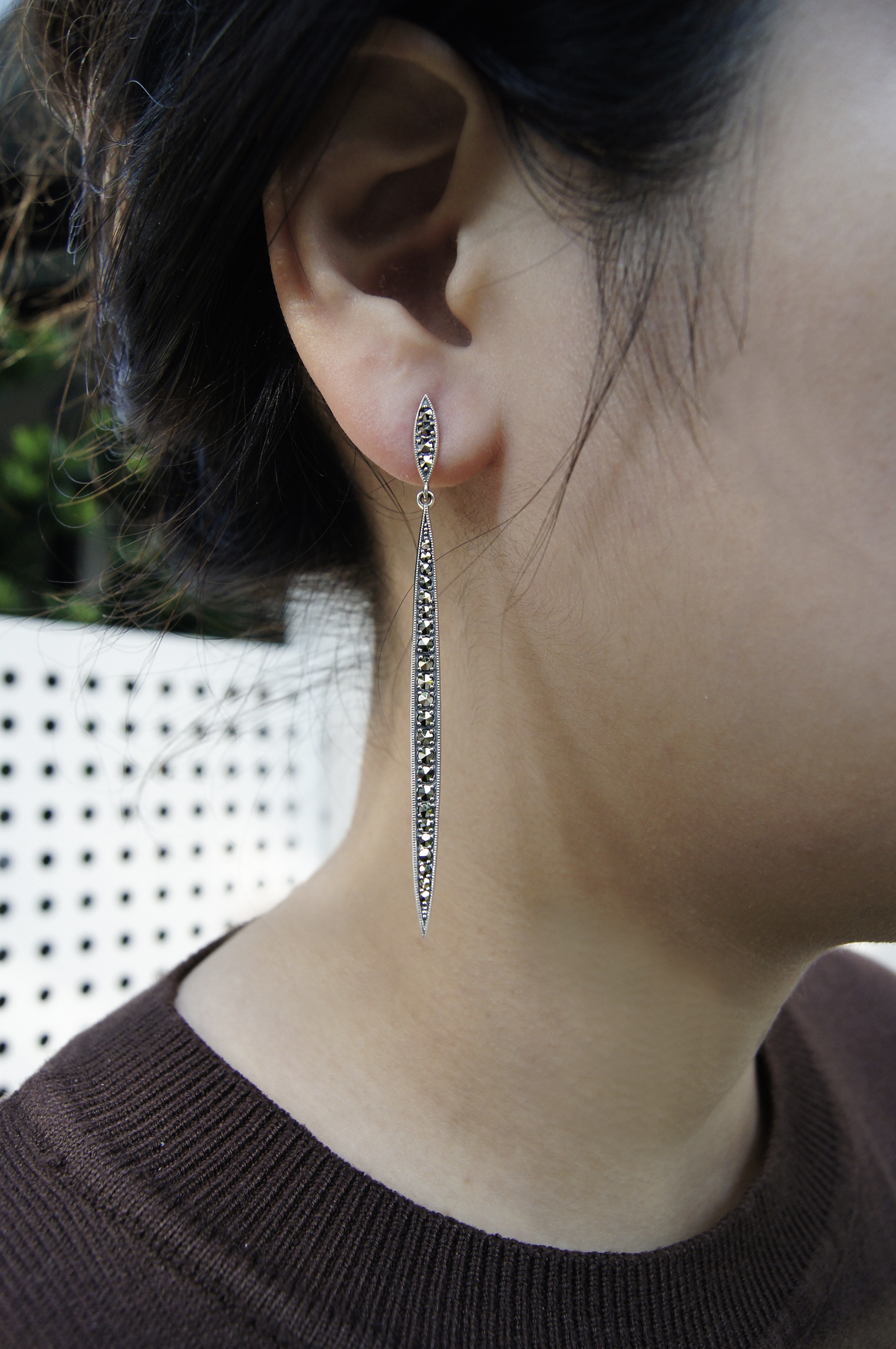 經典線條馬克賽石耳環