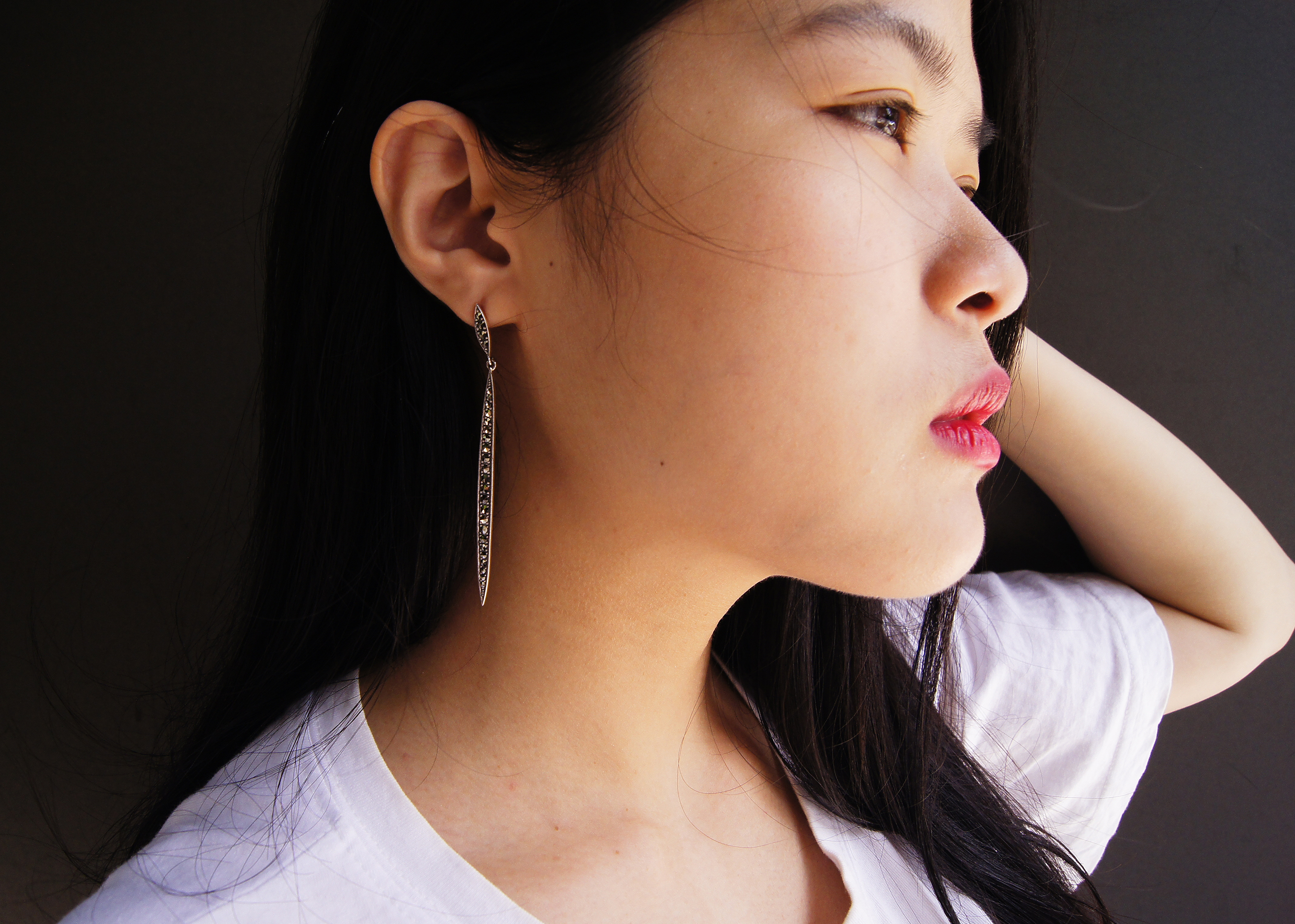 經典線條馬克賽石耳環