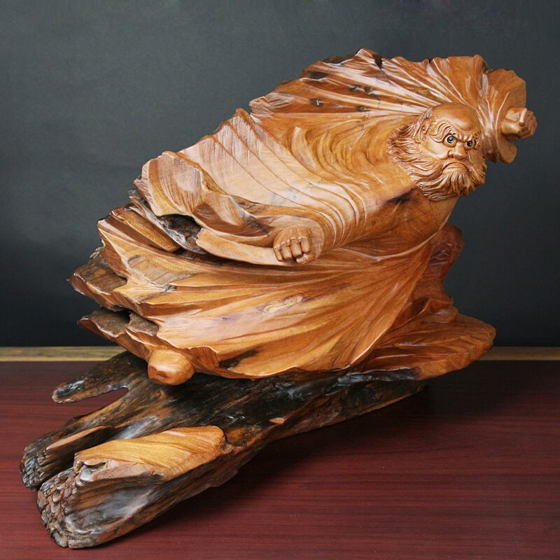達摩木雕作品(牛樟木) - 胡權大師創作(40*56*33 cm) B10-002