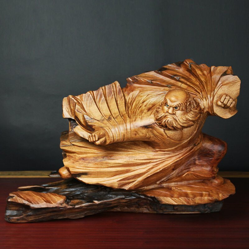 達摩木雕作品(牛樟木) - 胡權大師創作(40*56*33 cm) B10-002