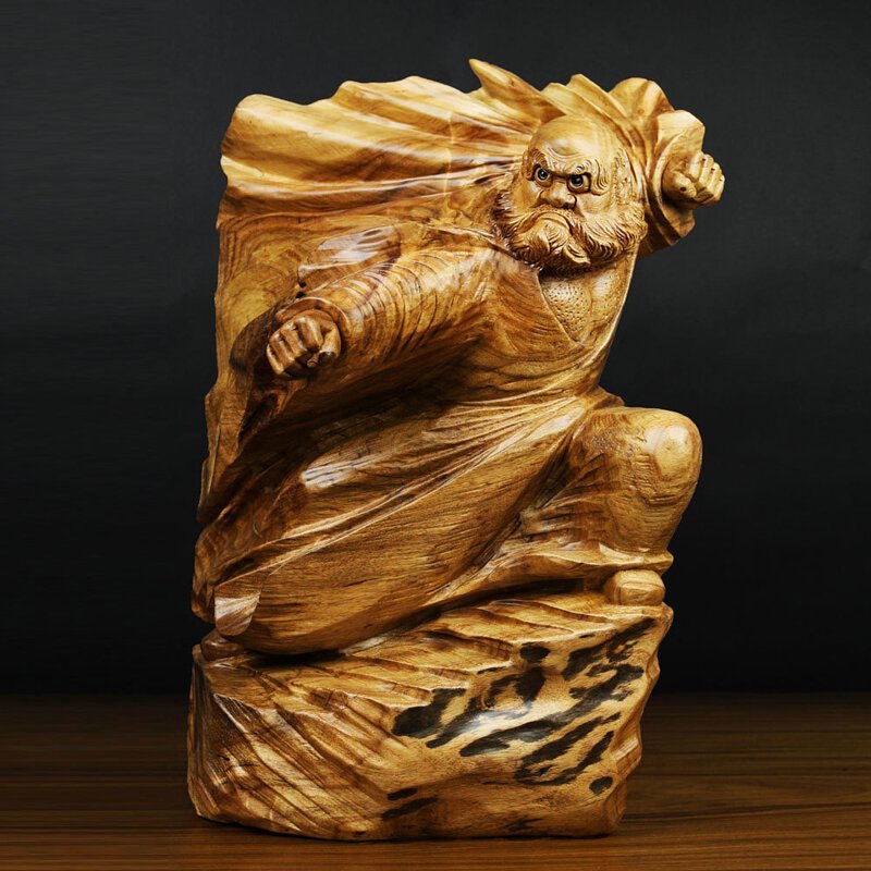 達摩木雕作品(台灣牛樟木) - 胡權大師創作(37*56*35.5 cm) B10-003