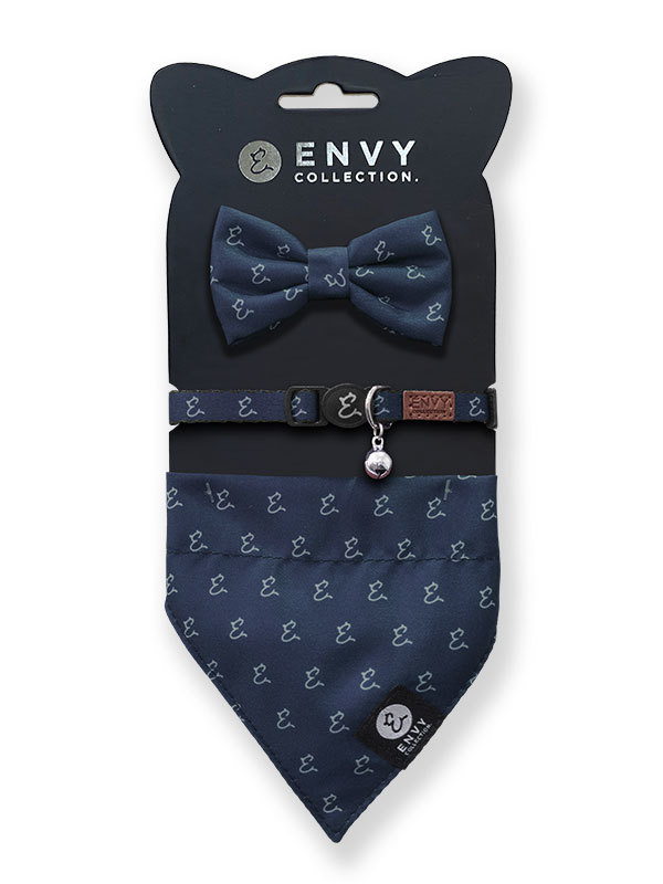 貓頸圈 藍墨灰logo三件組