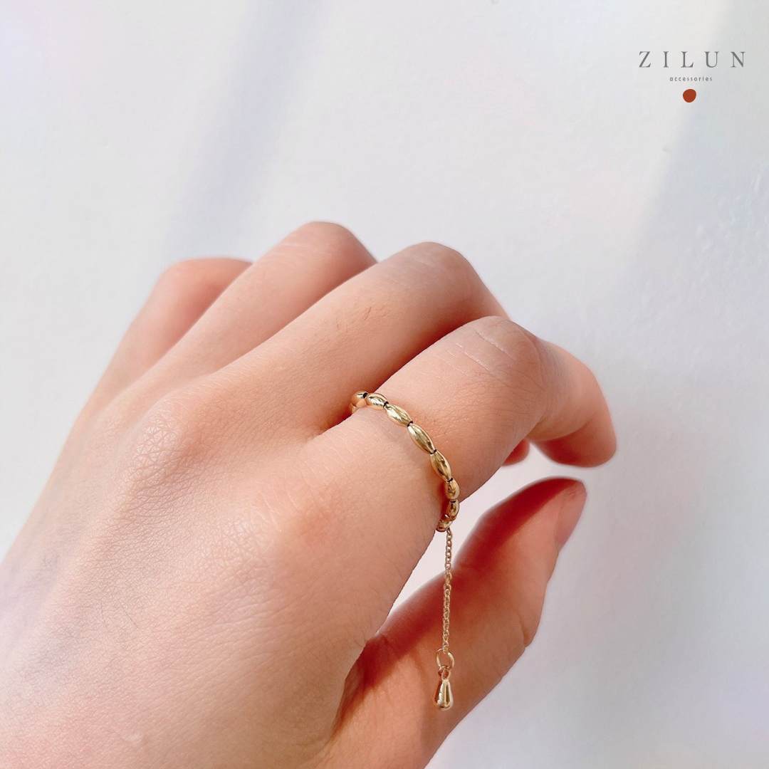 │輕奢│小米粒 • 串串 • 可調式鍊戒 • 戒指 • 14K注金 • 14kgf