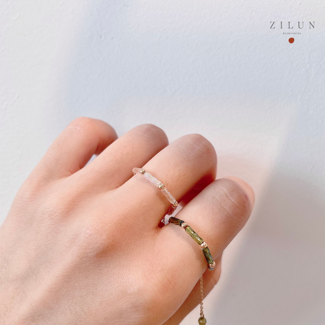 │輕奢│法式螺紋 • 彩光白 • 可調式鍊戒 • 戒指 • 14K注金 • 14kgf