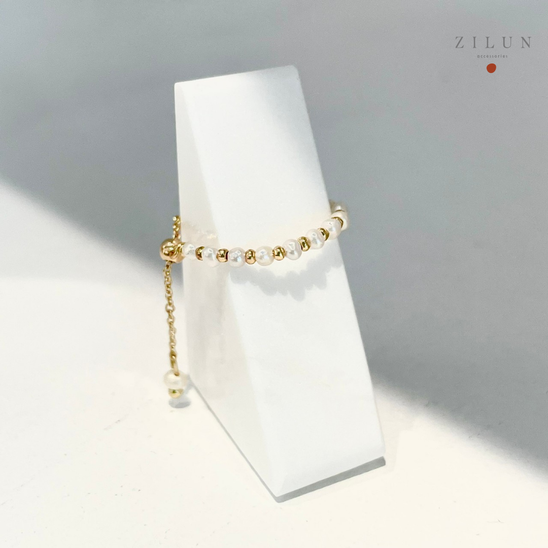 │輕奢│巴洛克 • 小珍珠 • 可調式鍊戒 • 戒指 • 14K注金 • 14kgf