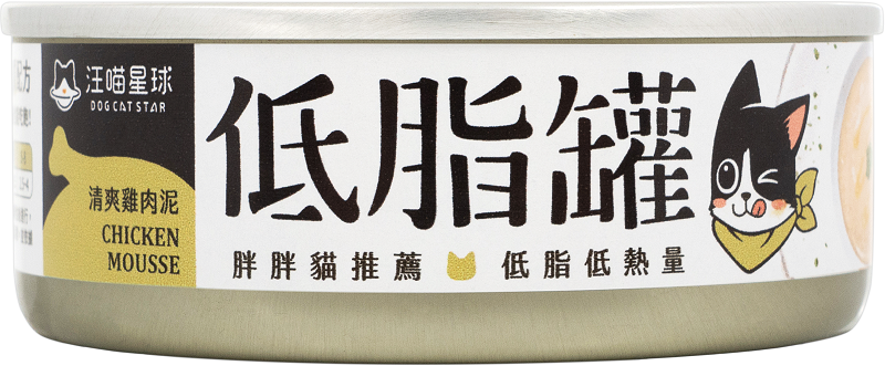 汪喵星球 貓用低脂無膠主食罐 -清爽雞肉泥 80g -原箱24罐-