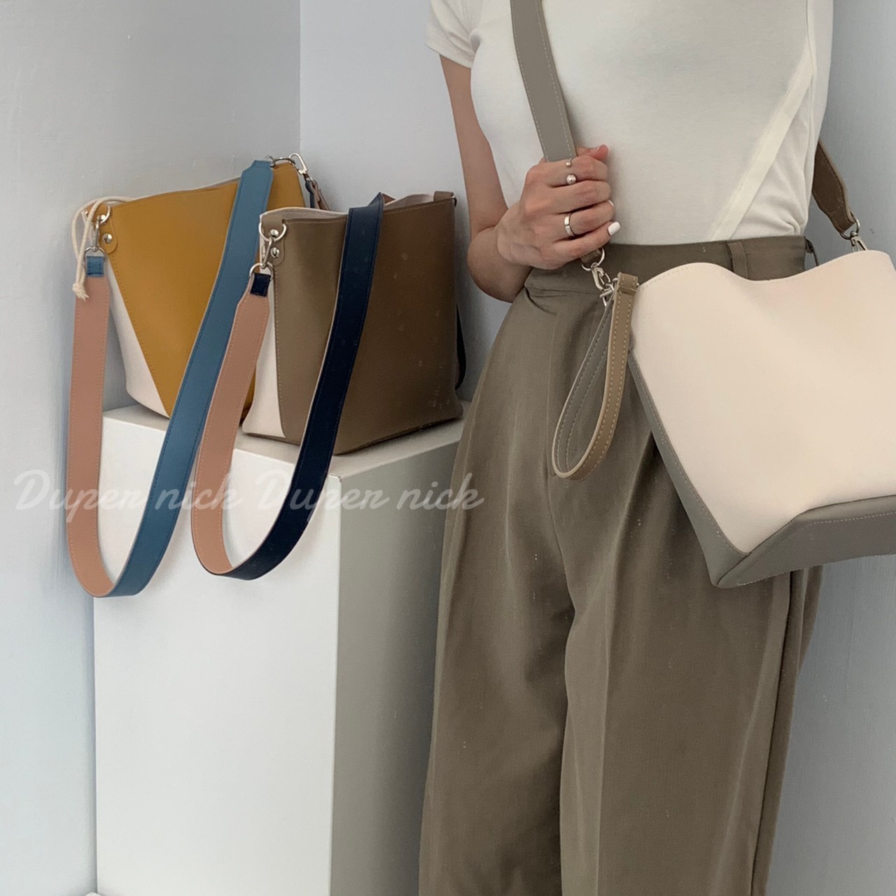 KOREA 正韓包 撞色水桶包