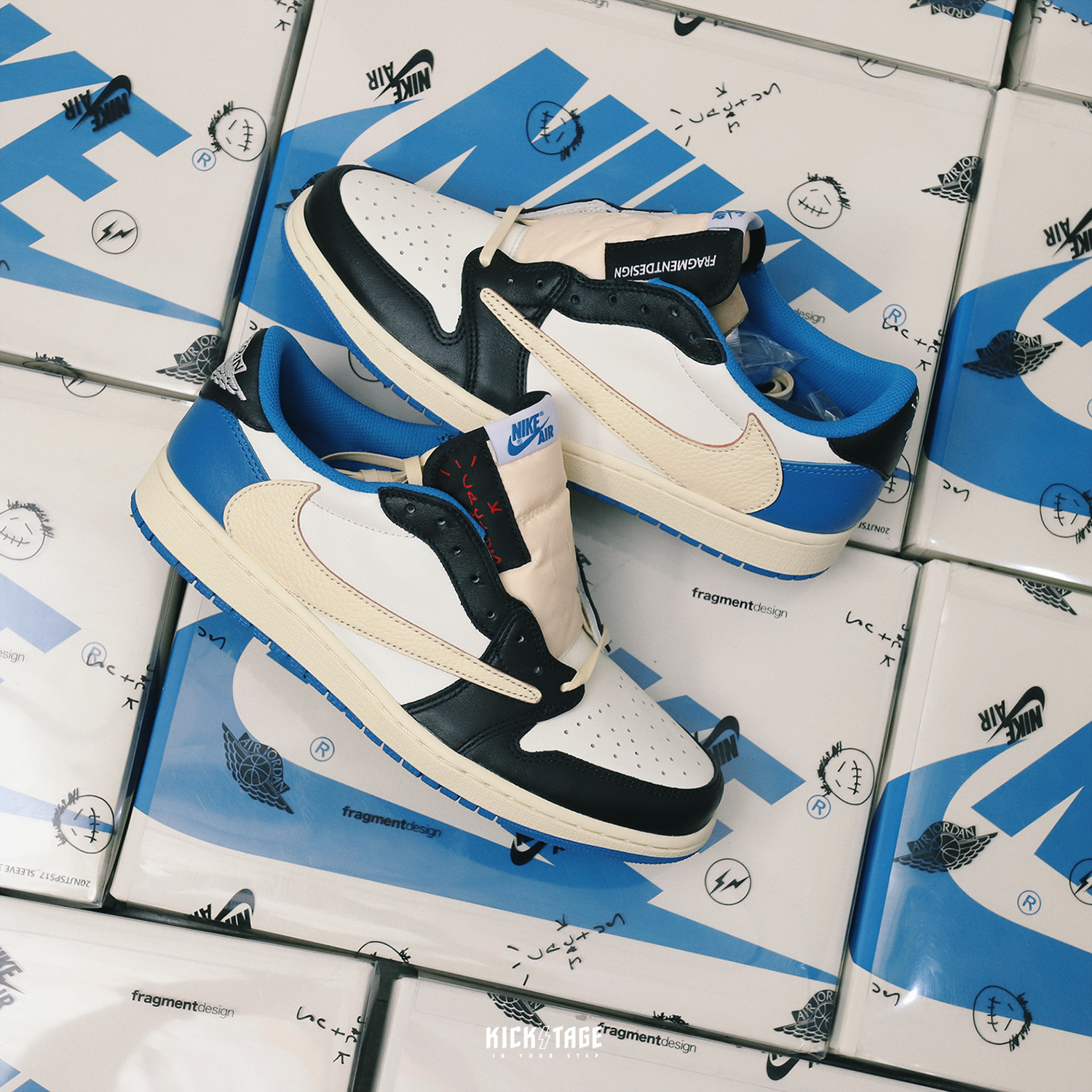 <連線代購商品>TRAVIS SCOTT x FRAGMENT x AIR JORDAN 1 LOW 白藍 倒勾 閃電AJ1【DM7866-140】AJ1TS