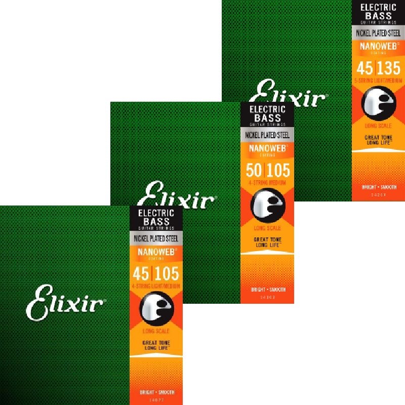 Elixir Elixir Nanoweb 系列 電貝斯弦 鍍鎳 覆膜 — 三峽吉他 / Bass｜YA! 玩音樂